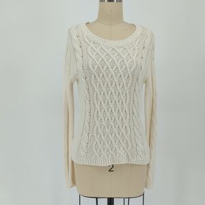 H&M Cream Cable Knit Scoop Neck Sweater